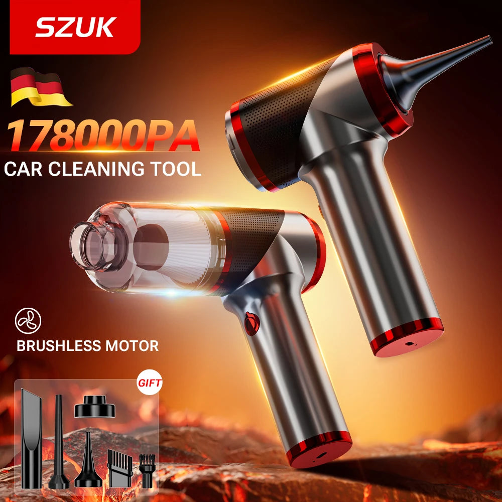 SZUK 178000Pa Car Vacuum Cleaner Wireless Handheld Cleaner Mini Cleaning Machine Strong Powerful Portable Vacuum Cleaner Car