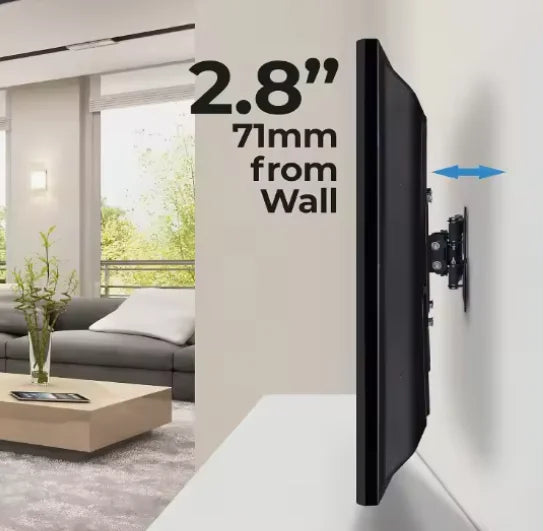 Full Motion Wall Mount for TV, fits 26-65 inches up to 30kg, VESA compatible 75x75 to 400x400mm, with +5°/-10° tilt and 45° swivel for optimal viewing, space-saving design extends 420mm and retracts to 40mm, easy in