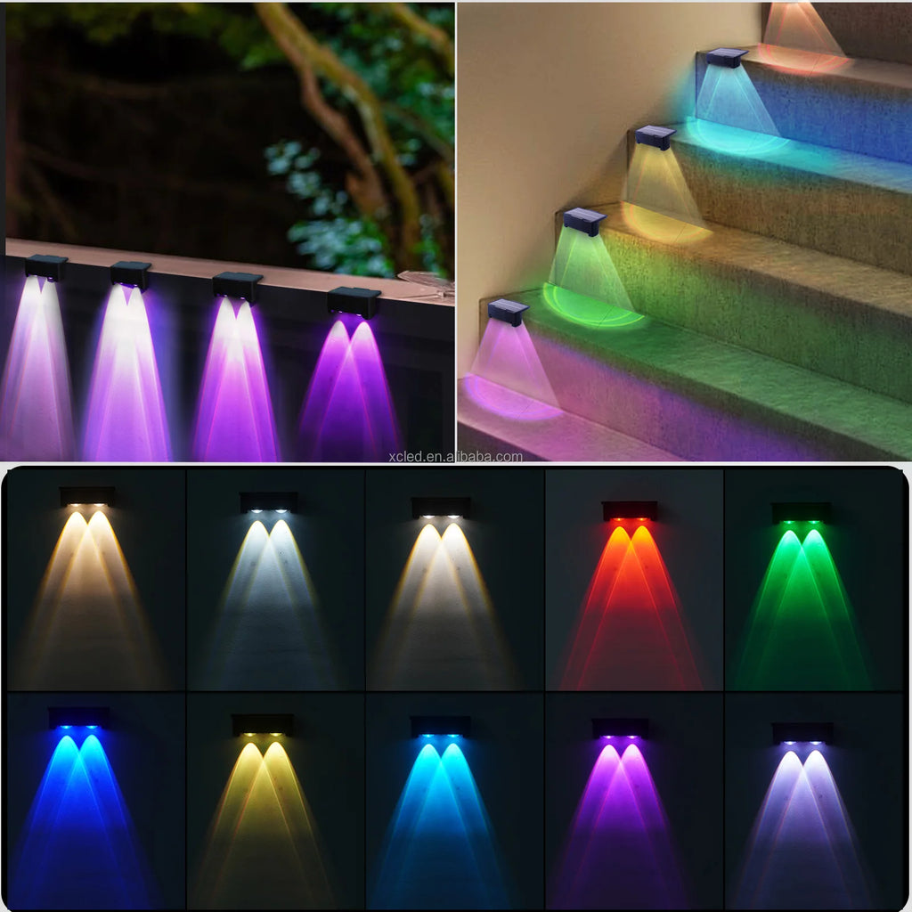 Super Bright RGB LED Solar Wall Lamp for Garden Fence Stairs Decorative Lighting Outdoor IP65 Rating Landscape Solar Step Light