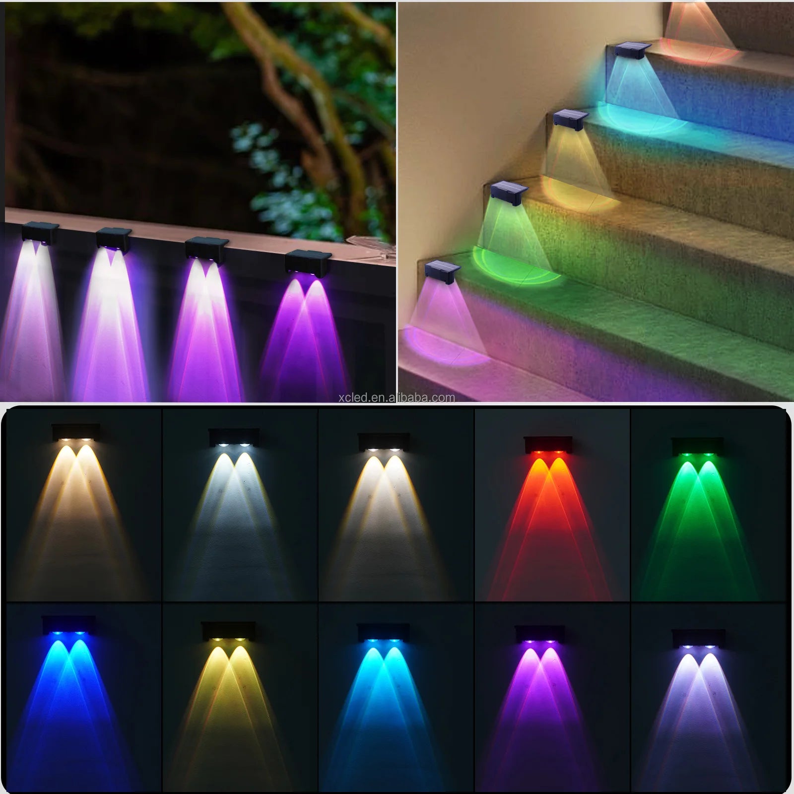 Super Bright RGB LED Solar Wall Lamp for Garden Fence Stairs Decorative Lighting Outdoor IP65 Rating Landscape Solar Step Light