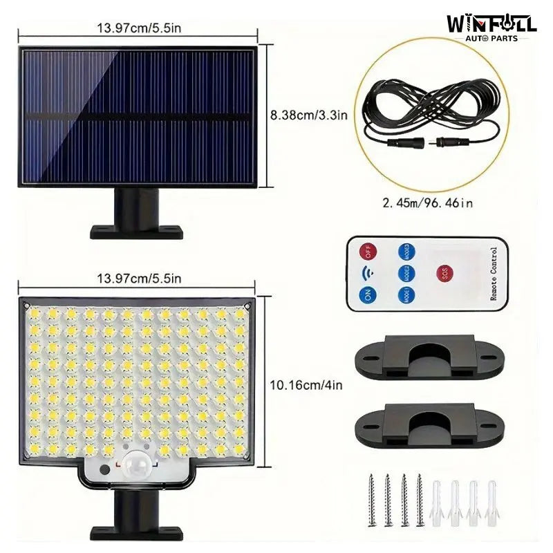 106 LED Modern Outdoor Solar Light with Motion Sensor IP65 Waterproof 120 Inch Lighting Angle for Garden & Landscape
