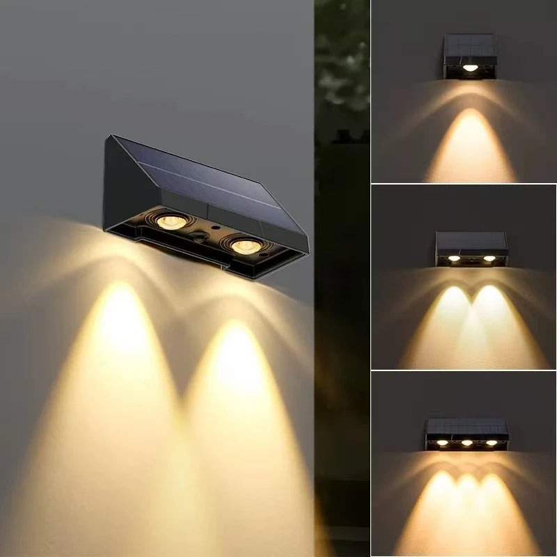 Waterproof IP65 LED Solar Powered Wall for Courtyard Garden Villa Exterior Door Night Scene Decorative Spotlights Outdoor Solar