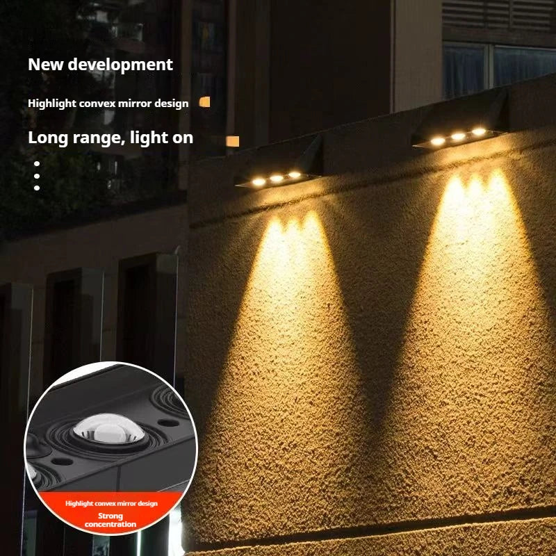 Waterproof IP65 LED Solar Powered Wall for Courtyard Garden Villa Exterior Door Night Scene Decorative Spotlights Outdoor Solar