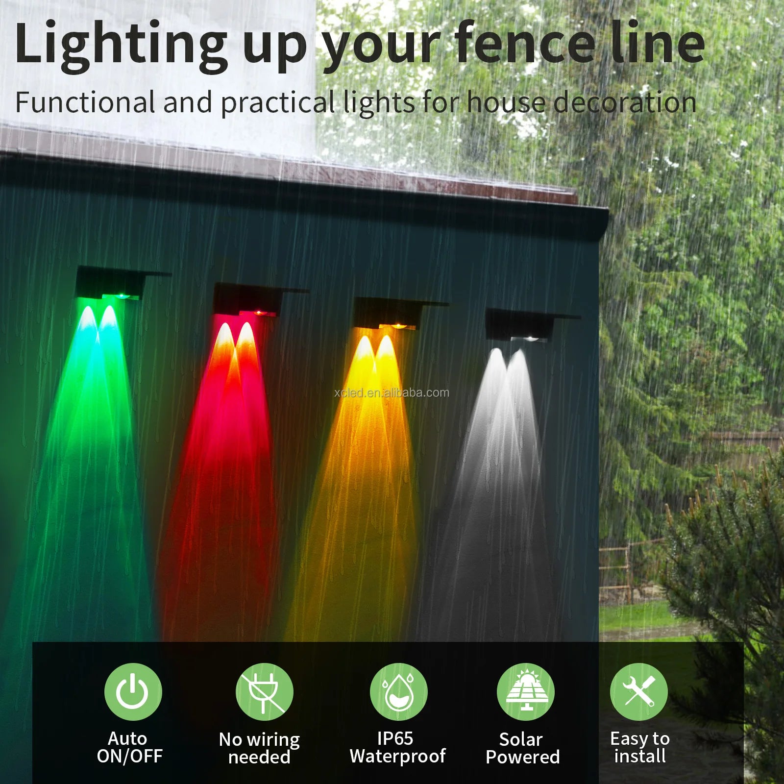 Super Bright RGB LED Solar Wall Lamp for Garden Fence Stairs Decorative Lighting Outdoor IP65 Rating Landscape Solar Step Light