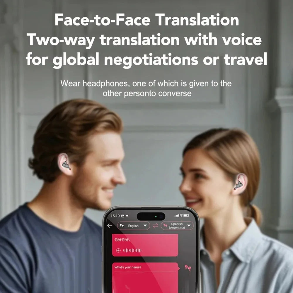 Auriculares Bluetooth 5,3 con traducción AI, compatibles con 135 idiomas, inalámbricos, para dormir, auriculares HiFi con reducción de ruido