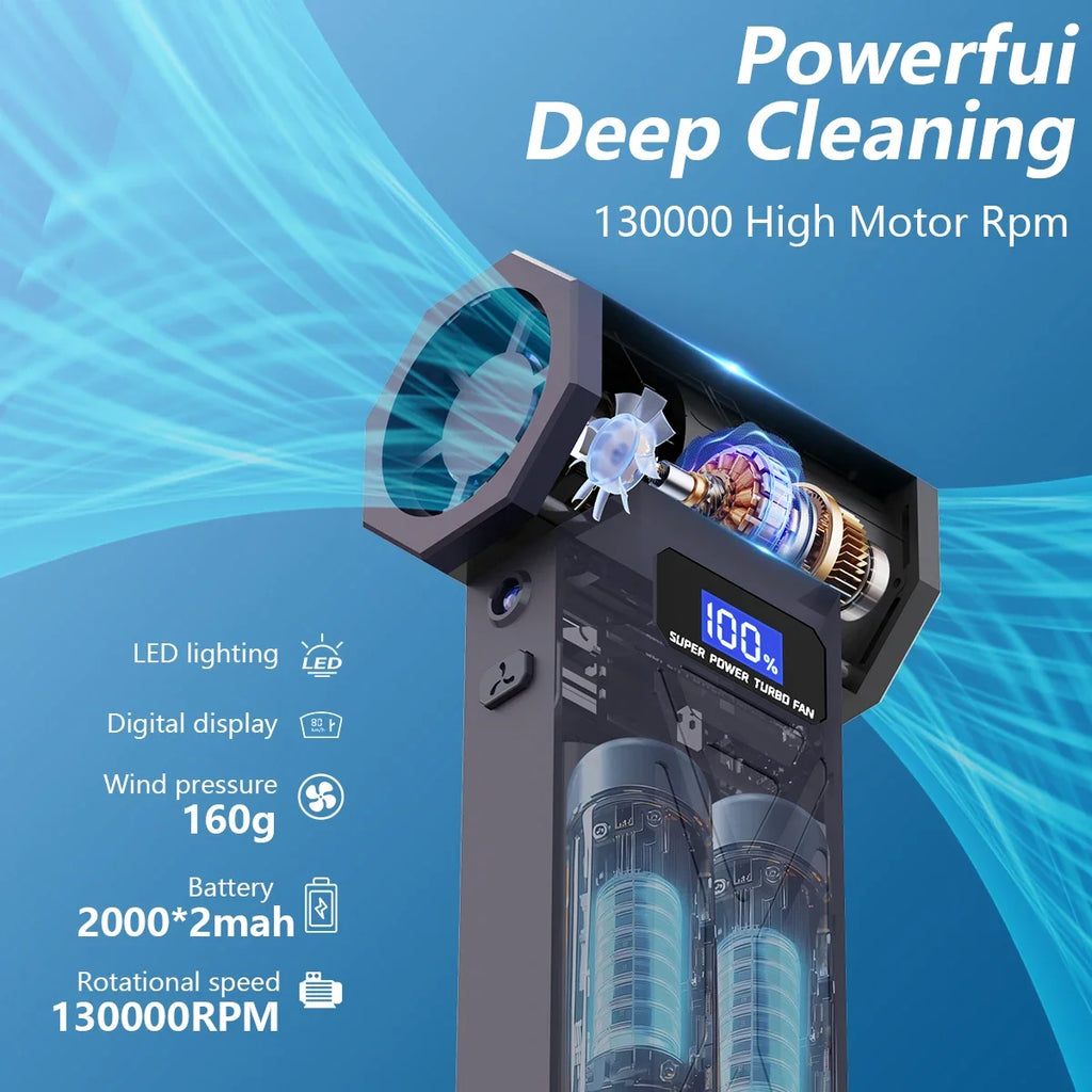 Nuevo Soplador de aire P70 de 110000Rpm, soplador Turbo ajustable de 4 engranajes con pantalla de batería de luz Led, plumero de aire comprimido inalámbrico