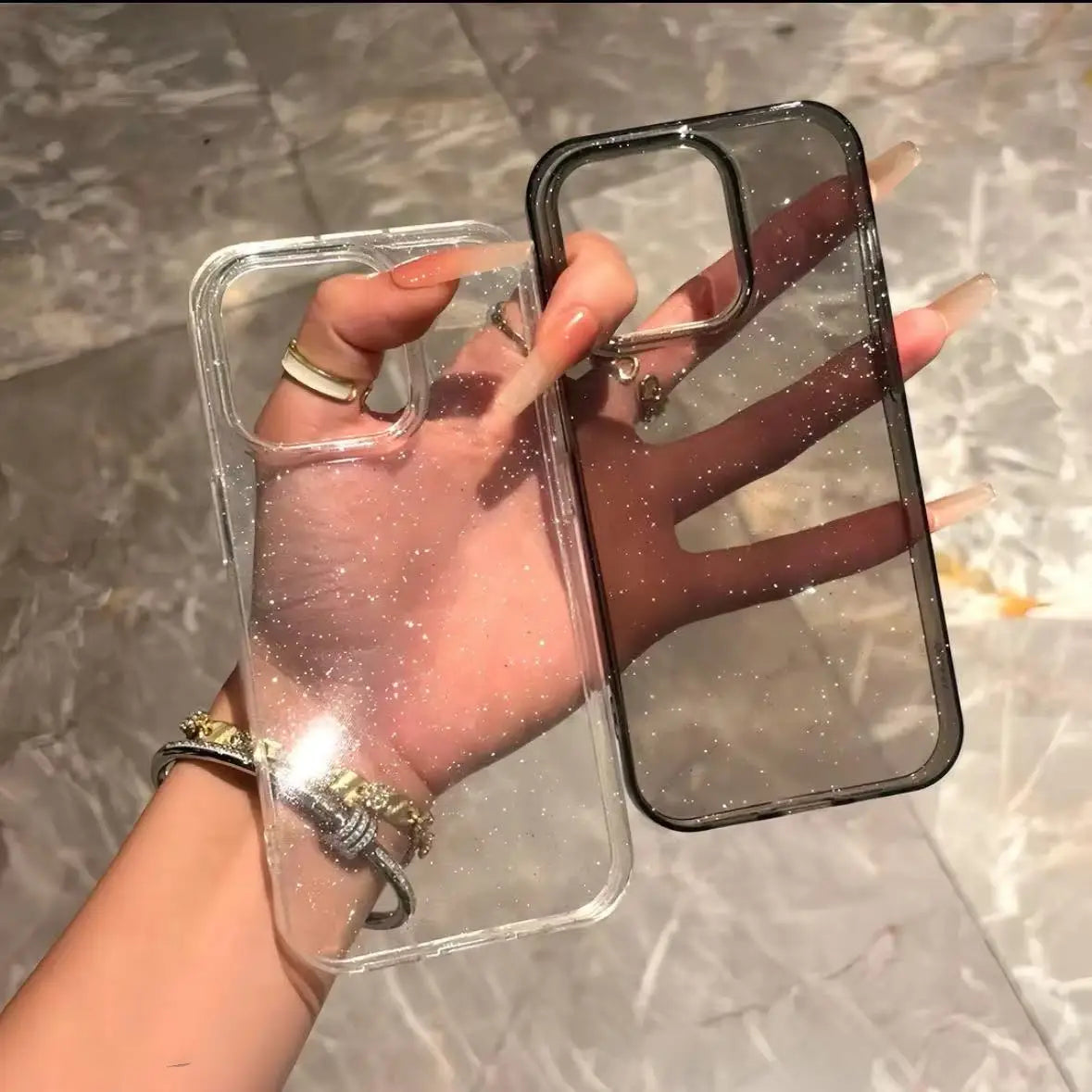 New Luxury Bling Glitter Clear Case For iPhone 16 15 14 13 12 11 Pro Max Mini X XR XS Shockproof TPU Transparent Soft Cover