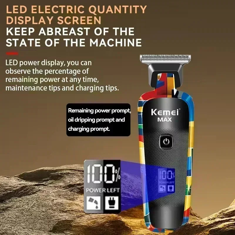 Kemei Professional Electric Hair Clipper Rechargeable Graffiti Pattern Beard Trimmer Men's Shaver KM-MAX2092 KM-MAX5090 KM-1102H