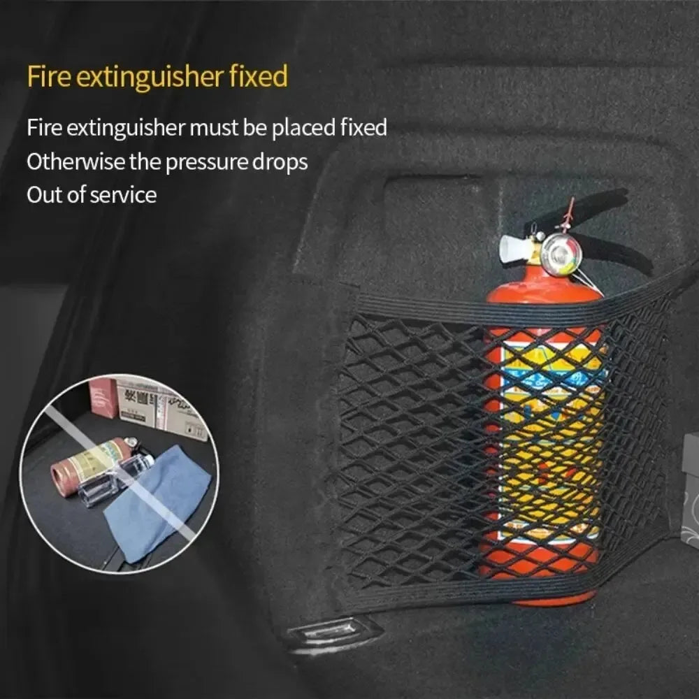 Car Storage Net Stretchable Mesh Pocket Net Magic Elastic Sticker Universal Rear Mesh Trunk Seat Bag Pocket Cage Auto Organizer