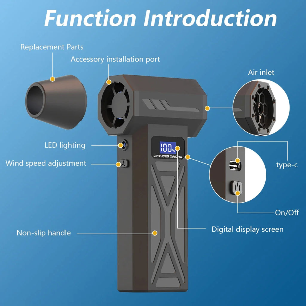 Nuevo Soplador de aire P70 de 110000Rpm, soplador Turbo ajustable de 4 engranajes con pantalla de batería de luz Led, plumero de aire comprimido inalámbrico