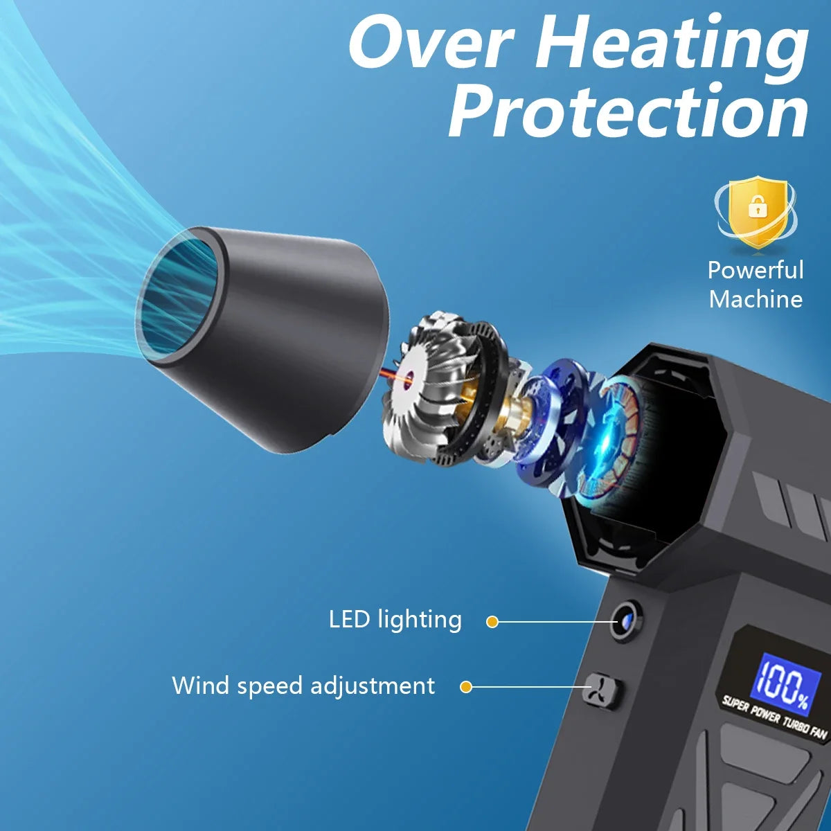 Nuevo Soplador de aire P70 de 110000Rpm, soplador Turbo ajustable de 4 engranajes con pantalla de batería de luz Led, plumero de aire comprimido inalámbrico