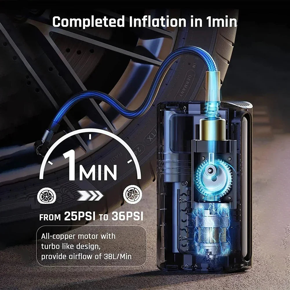 Inflador de neumáticos de coche portátil, bomba inflable de neumáticos de coche de 150PSI, bomba inflable Digital de alta precisión, pantalla LCD para motocicleta