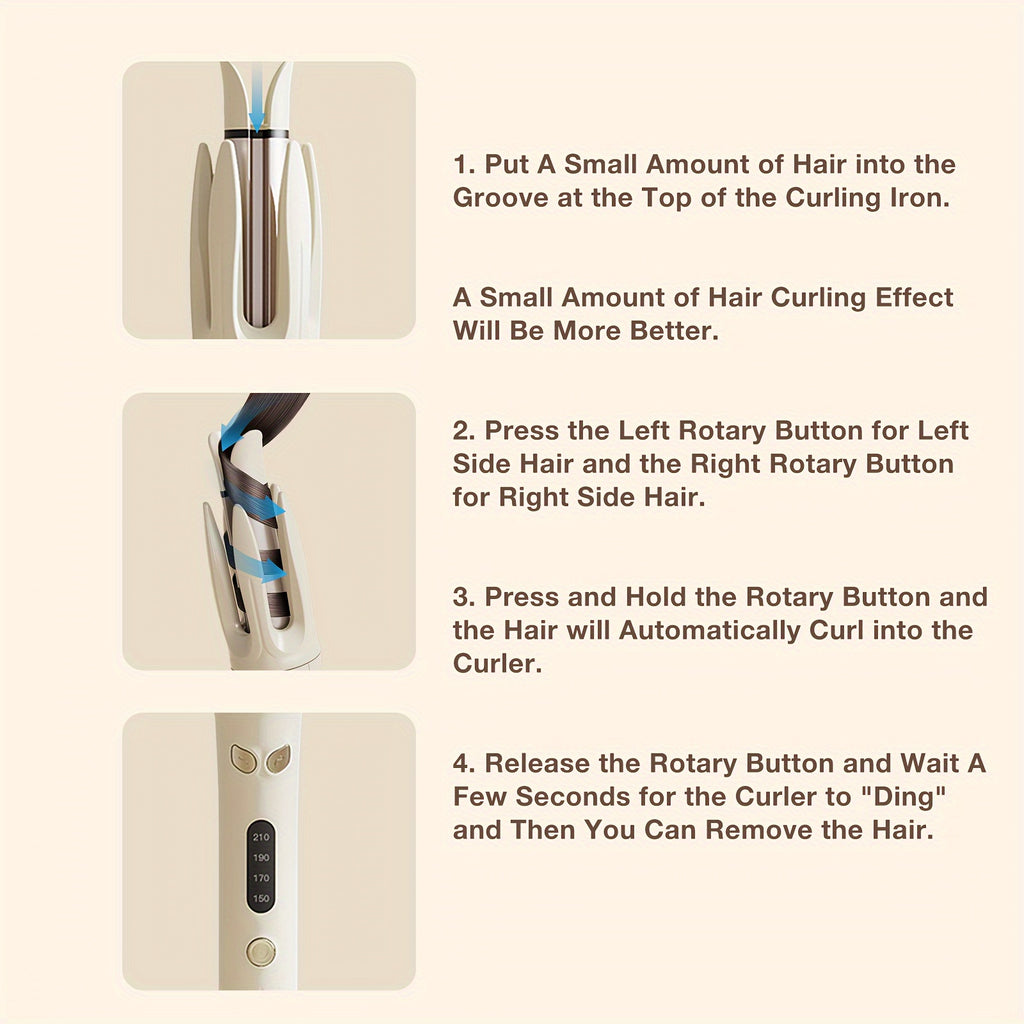 Automatic Hair Curler, 28mm Barrel, 4 Temperature Modes, Negative Ion Generator, Smart Timer and Sensor, Auto Off for Safety